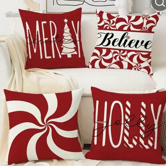 4pcs Merry Christmas Tree Decorative Throw Pillow Cover,18*18I nch Set Of 4 B15 - Picture 2 of 4